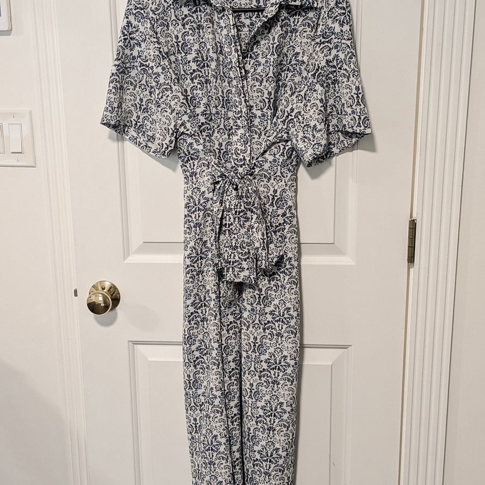 Bohme Blue and White Floral Maxi Dress